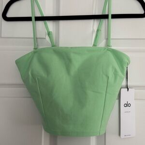 Alo Alosoft Bandeau Convertible Mint Green Crop Top. Size Small